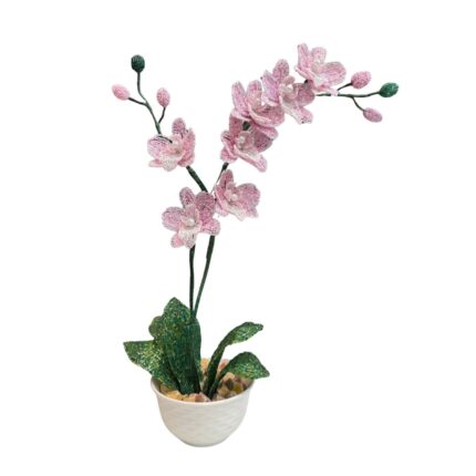 Handmade beaded pink orchid 47 cm seed beads decorative flower Edmonton