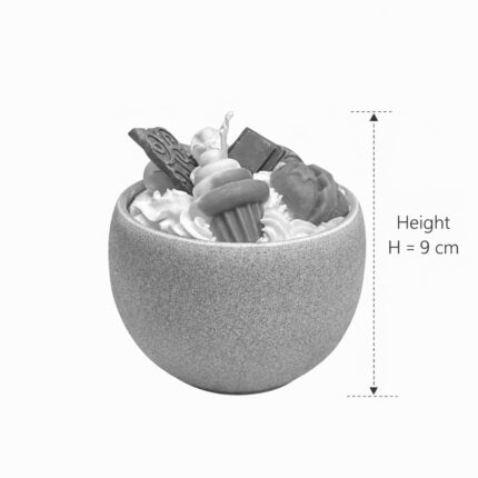 Dessert candle in cup black and white image size 9 cm