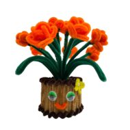 Handmade orange flower pot pipe cleaner arrangement Edmonton delivery