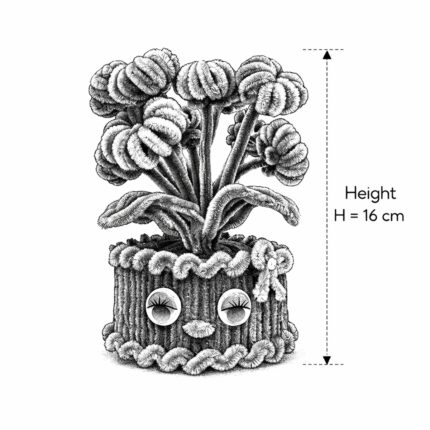 Orange flower pot handmade size 16 cm decorative arrangement