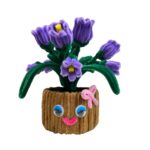 Handmade purple flower pot pipe cleaner arrangement Edmonton delivery