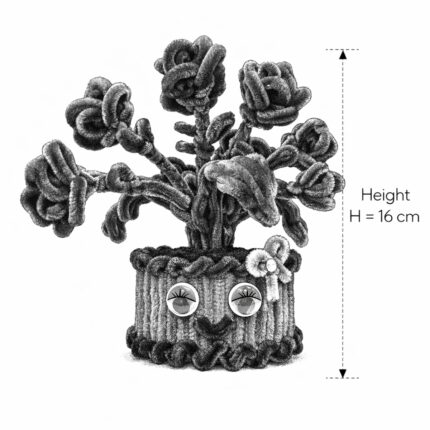 Red rose flower pot handmade size 16 cm decoration arrangement