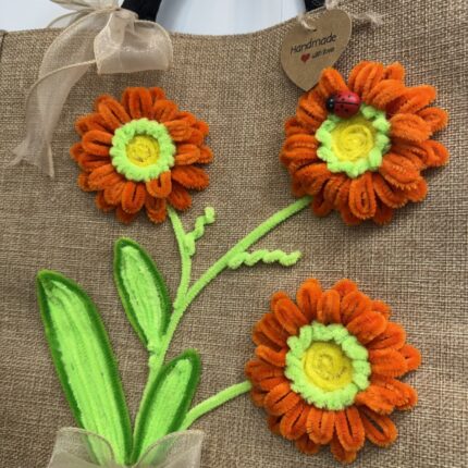 jute tote bag with flowers - Gerbera Tote by Magic Blooming