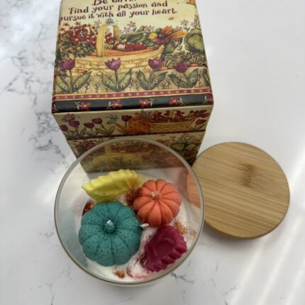 Close up of the pumpkin wax shapes on top on Hello Autumn by Magic Blooming